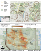 Wolf territory map with a heat map of cattle activity around Profanity Peak