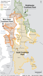 Wastewater treatment plant coverage areas