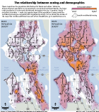 Map racial population densities and multifamily zoning in Seattle